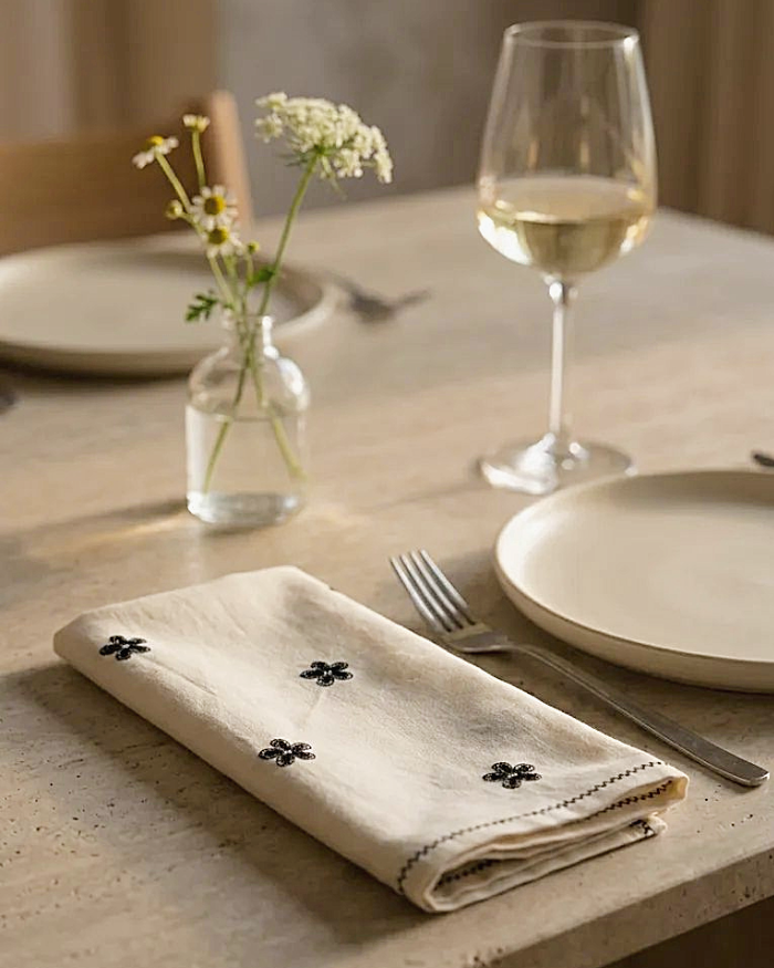Fleur Napkin, Black