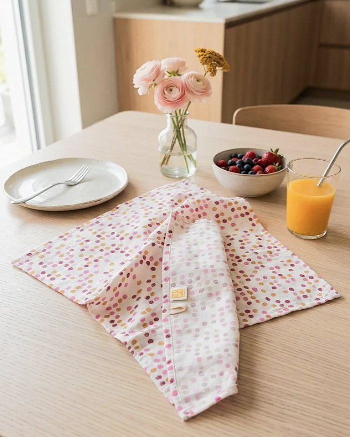 Pink Dots Tea Towel