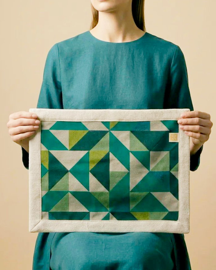 green geometric Mosaic placemat by la nappe